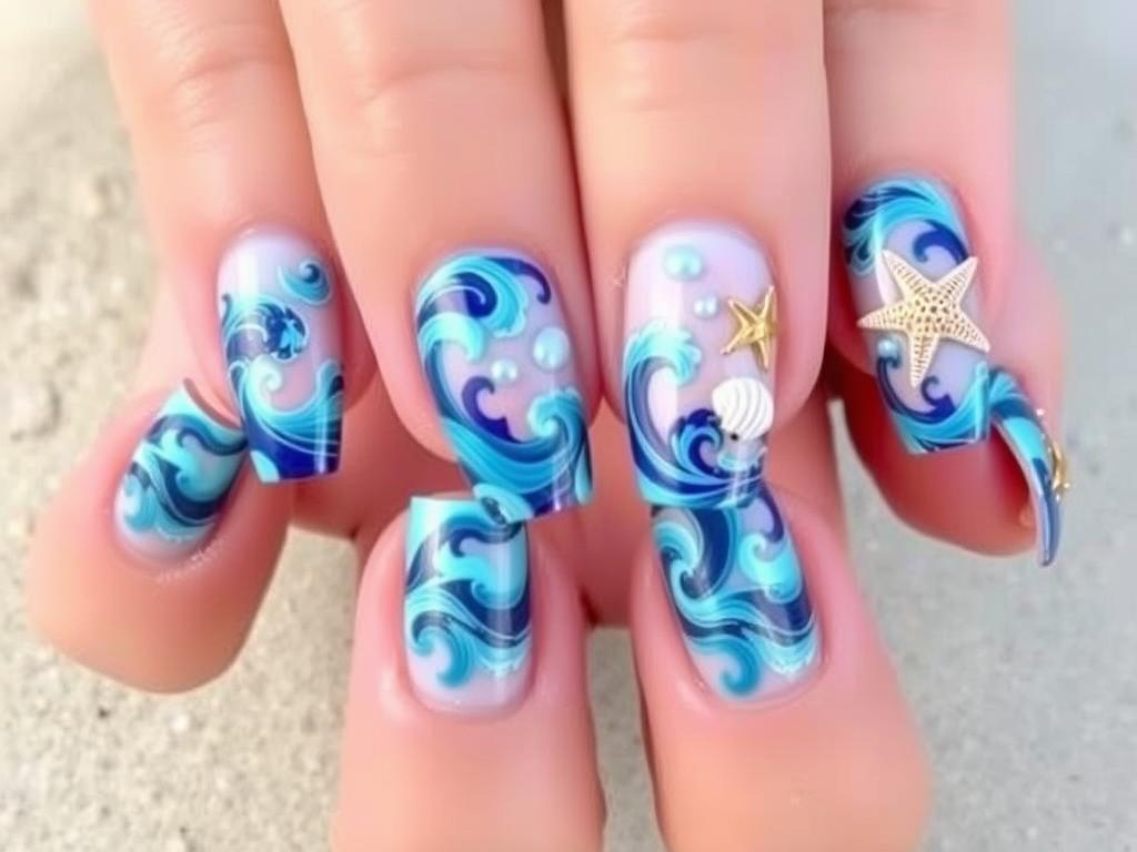 ocean-themed nail art